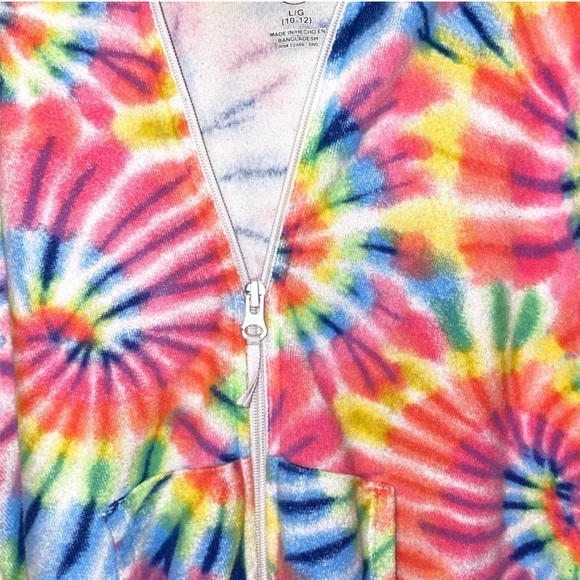 Tie-Dye girls 10/12 Swim suit cover up zip up - Picture 3 of 3